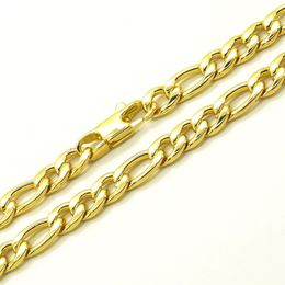 Chains Plated 18K Gold Necklace 6 Mm Width For Masculine Men Women Fashion Jewellery Stainless Steel Figaro Chain 20''-36' 262S