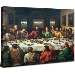 イエス・キリスト最後の夕食のキャンバスアートポスターと壁アートの写真印刷モダンな家族の寝室の装飾ポスター