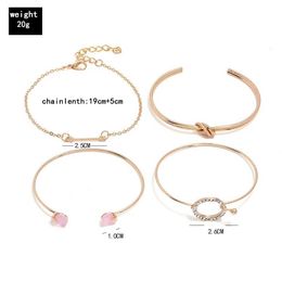 Charm Bracelets 4pcs/set Fashion Arrow Open Bangle For Women Geometric Knot Cuff Bracelets Female Bohemia Jewellery Gift