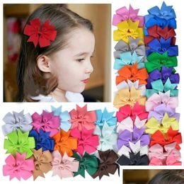 Hair Clips Sale 40 Colors 3 Inch Cute Ribbed Ribbon Bows With Clip Baby Girl Pin Boutique Accessories Party Gifts Drop Delivery Produc Otfua