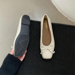 Casual Shoes Woman Elegant Flat Women Square Toe Bowtie Slip On Ballet Flats Lazy Loafers Moccasins Ladies