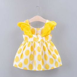 Girl's Dresses Summer Baby Strap Dress with Big Round Dot Wings ldrens Princess Skirt 0-3 Year Old Girl Outwear Toddler H240527 OEZZ
