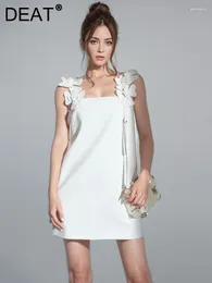 Casual Dresses Fashion Women's Strapless Dress 3D Flower Shoulder Strap Sleeveless Backless Zipper Summer 2024 Tide 7AB4139