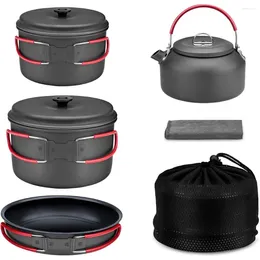 Cookware Sets Alocs Camping Set Durable Aluminum Cooking Compact Pots And Pans With Kettle