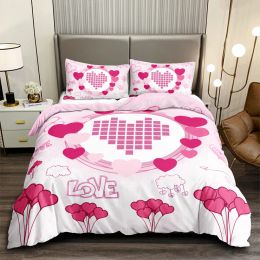 Romantic Duvet Cover Set Red Rose Bedding Set Printed Adult Teen Comforter Cover Blossom Flower Theme Twin Polyester Quilt Cover