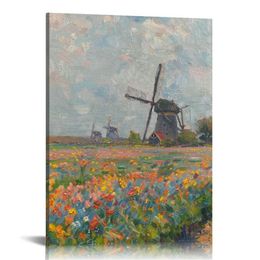 Tulip Fields Canvas Wall Art Canvas Print Famous Art Painting Reproduction Paint Modern Art Home Decor Hanging