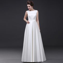 Abiti da sposa in spiaggia 2018 Vestido Noiva Simple White A-Line Party Bridal Gowns 189h