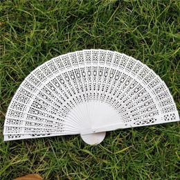 Decorative Figurines 20cm Fashion Wedding Hand Fragrant Party Carved Bamboo Folding Fan Chinese Wooden Vintage Hollow Antiquity