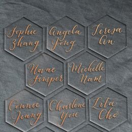 Greeting Cards 20pcs Clear Acrylic Hexagon Blank Place Laser Cut Sheet Plain Tiles Wedding Decoration For Table Numbers Guest Name 237m