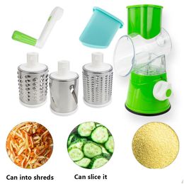 Fruit Vegetable Tools Slicer Manual Kitchen Grater Chopper 3 In 1 Round Cutter Potato Carrot Spiralizer Home Gadget Drop Delivery Gard Dhzo5