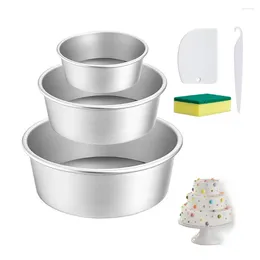 Baking Moulds 6Pcs/Set Removable Bottom Round Tray Set Include 3Pcs Aluminum Cake Pan Accessories Cheesecake Pans