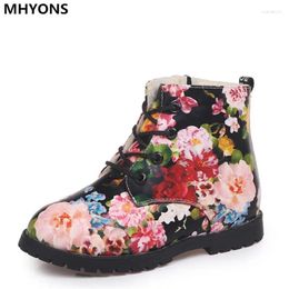 Boots Fashion Printing Children Shoes Girls PU Leather Cute Baby Comfy Ankle Kids Girl Size 21-36