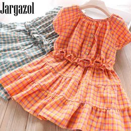 Clothing Sets Jargazol Summer Kids Clothes Plaid Off The Shoulder Top&skirt Fashion Little Girls Set Korean Cute Children Outfits