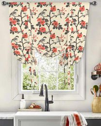 Curtain Plant Flower Bird Branch Window For Living Room Home Decor Blinds Drapes Kitchen Tie-up Short Curtains