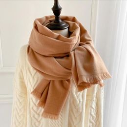 Scarves Fashion Women Winter Cashmere Scarf Solid Colour Thick Warm Pashmina Shawls And Wraps Lady Blanket Neck Bufanda 2342