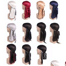 Beanie/Skull Caps Fashion Men Women Sports Hat Bandanas Headband Silky Outdoor Headwraps Hip Hop Hair Accessories Headwear Drop Delive Dhy5T