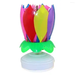 Candle Holders Upgrade Multicolor Rotating Lotus Cake Electronic Music Birthday Wedding CFE