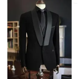 Men's Suits Men Black Formal 3 Piece Jacket Pants Vest Luxury Outfits Set Wedding Groom Dress Evening Party Custom Made Costume Homme