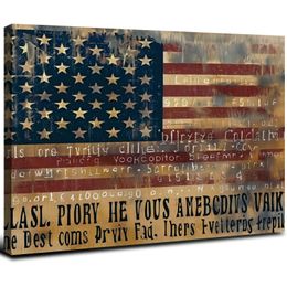 Canvas Wall Art Modern & Prints Decorations American Allegiance Traditional Patriotic Canvas Flag Artwork for Bedroom Office Kitchen