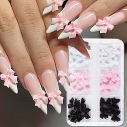 1 Box Kawaii Pink White Bowknot 3D Cute Nail Art Decorations Resin Mixed Pearl Nail Charm Supplies Korean Accessories DIY Design