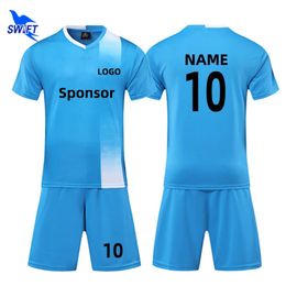 Custom Print Men Boys Short Sleeve Soccer Jerseys Set Breathable Kids Football Uniform Futsal ShirtsShorts Traning Sports Suit 240528