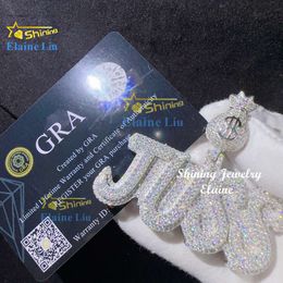 Hip Hop Jewellery Fashion Sterling Sier Letter Custom Iced Out Vvs Moissanite Pendant