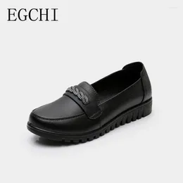 Casual Shoes Egchi Women's Loafers Soft Sole Non-slip Female Single Flat Work Woman Flats Ladies Mom's Moccasins