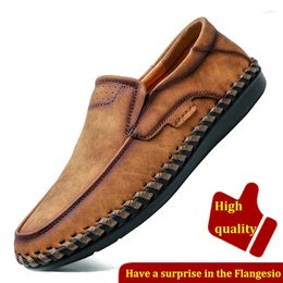 Casual Shoes Leather Men High Quality Natural Loafers Handmade Cowhide Mocassino Uomo Yellow Black EUR Size 38-46