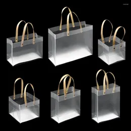 Gift Wrap PVC With Handles Supplies Wrapping Translucent Tote Package Frosted PP Bags