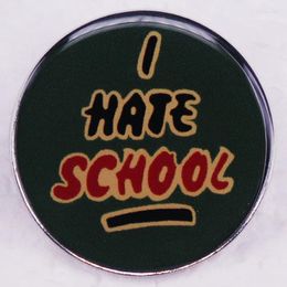 Brooches Funny Vintage 90's I Hate School Enamel Pin Round Buttons Badges