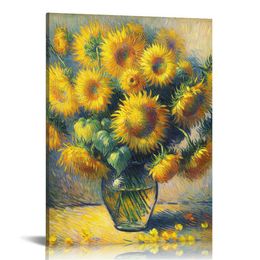 Solrosmålningar reproduktion modern blommig giclee canvas skriver ut konstverk blommor bilder på duk väggkonst för hem- och kontorsdekorationer