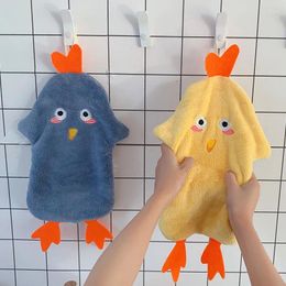 Towel Cartoon Chick Shape Hand Coral Velvet Embroidered Hanging Plush Wipe Terry Soft Quick-Drying Kitchen Bathroom Towels