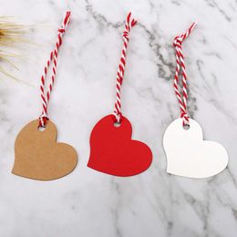 100pcs Heart Shaped Paper Birthday Party Gift Tags Happy Valentines Day Wedding Package Bags Hang Tag Labels Cards