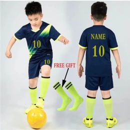 Kids Football Jersey Tracksuit Child Soccer Sports Uniforms Girls Boys Play Ball Sportswear Kits Vest Childrens Suit 240528
