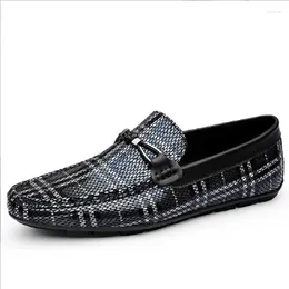 Casual Shoes Brand Men Classic Genuine Leather Loafers Mens Slip-On Driving Pattern Moccasins Office