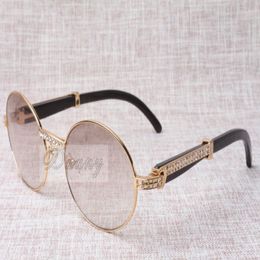 high-end round diamond sunglasses 7550178 natural Black angle bending Best quality sunglasses men Female eyeglasses size 57-22-135 mm 335b