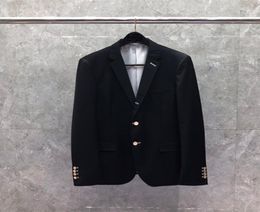 The Original Designer Blazers Slim Business Casual Male Suit Top Fashion Notched Solid Formal Wedding Jacket With Gold Buttons Woo6335334
