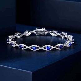 SGARIT Fine Gold 4.60Ct Royal Blue Sapphire Natural Gemstone Jewelry Bracelet Jewellery For Women