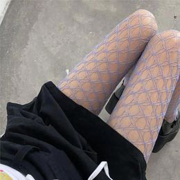 Women Socks Breathable Temptation Lolita Nightclub Dress Up Sexy Multicolor Grid Stockings Fishnet Pantyhose Hollow Tights