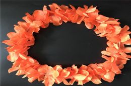 Orange Hawaiian Hula Leis Festive Party Garland Necklace Flowers Wreaths Artificial Silk Flowers 100pcs lot3066826