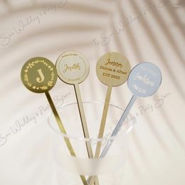 Party Supplies Personalised Cocktail Sticks Custom Name Wood Acrylic Drink Stir Bridal Shower Baptism Birthday 20Pcs