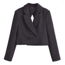 Women's Suits 2024 Spring Casual Versatile Slim Fit Long Sleeved Open Design Short Solid Color Suit Jacket