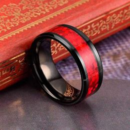 Couple Rings Fashionable 8mm mens black stainless steel ring inlaid with imitation red egg white stone promise ring womens wedding ring jewelry wholesale S245