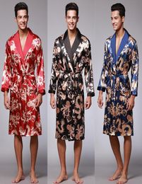 Men039s Sleepwear Men Satin Silk Robe Casual Kimono Bathrobe Gown Long Sleeve Nightgown Lounge Wear Nightwear Soft Homewear Paj2753162