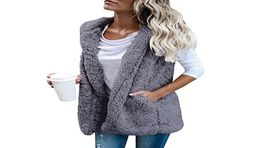2019 New Women Spring Autumn Plush Hooded Vest Lady Fashion Casual Sleeveless Coats Pockets Cardigan Outerwear Size SXL 6Q22401886234