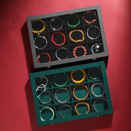 Ice Velvet Transparent Lid 12 Grid Jewellery Organiser Box Tray Display Box Storage Bracelet Ring Earrings 240515
