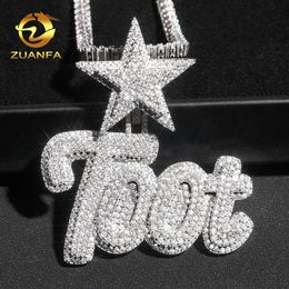 Hip Hop Jewellery Mens Iced Out Custom Letter Sterling Sier VVS Moissanite Diamond Name Initial Pendant