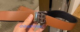 Designer Borbaroy belt fashion buckle genuine leather Dual sided Leather Belt Black Brown Mens