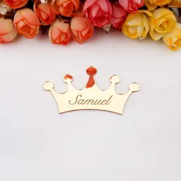 Party Supplies 20pcs/Lot Custom Acrylic Mirror Crown Wedding Decoration Table Card Name Sign Stickers Favours Laser Cut Gift Decor