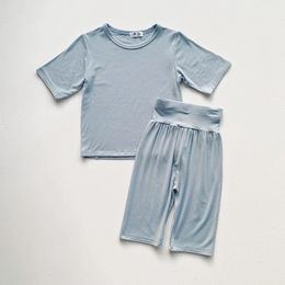 Girls Underwear 2pcs Pyjamas Sets Korean Style Sleep Wear Modal Cotton for Kids Boy Children Home Summer Clothes 240522